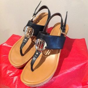 Tommy Hilfiger Navy Wedged Sandals